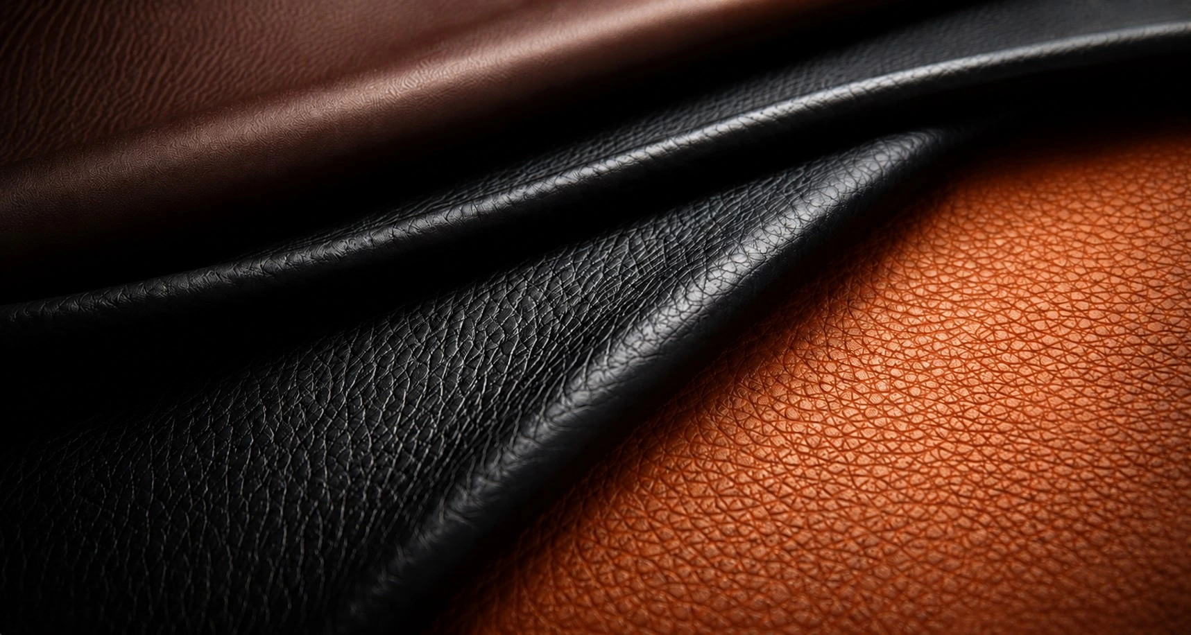Premium tanned leather in brown, black and tan